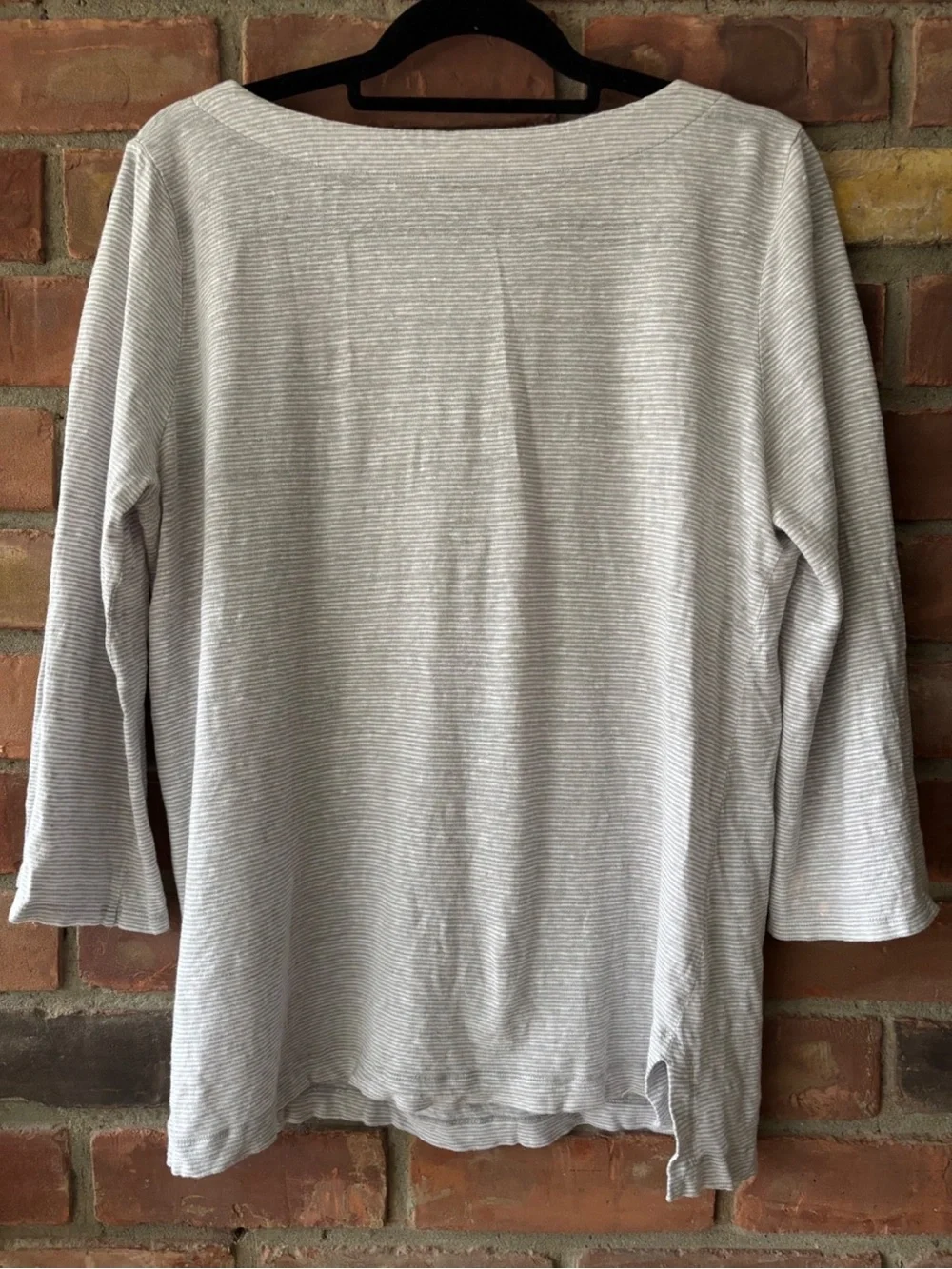 Eileen Fisher L 100% Organic Linen Striped Boat Neck Tunic